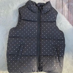 Old Navy Vest Puffer Toddlers 3T Girls  Preowned Gray Silver Dots